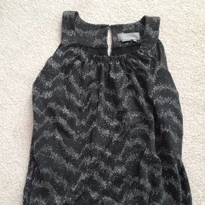 Anthropologie Metallic Black Silver Bubble Hem Top M NWT